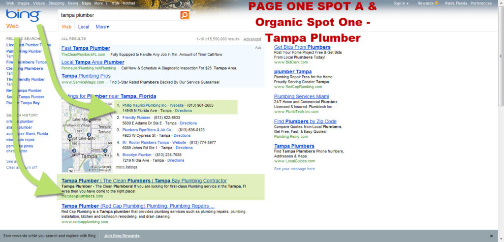 Plumber SEO - Bing Optimization - Tampa Plumber - SPOT A On Map & Organic LIsting 1 Plumber SEO - Bing Optimization - Tampa Plumber - SPOT A On Map & Organic LIsting 1