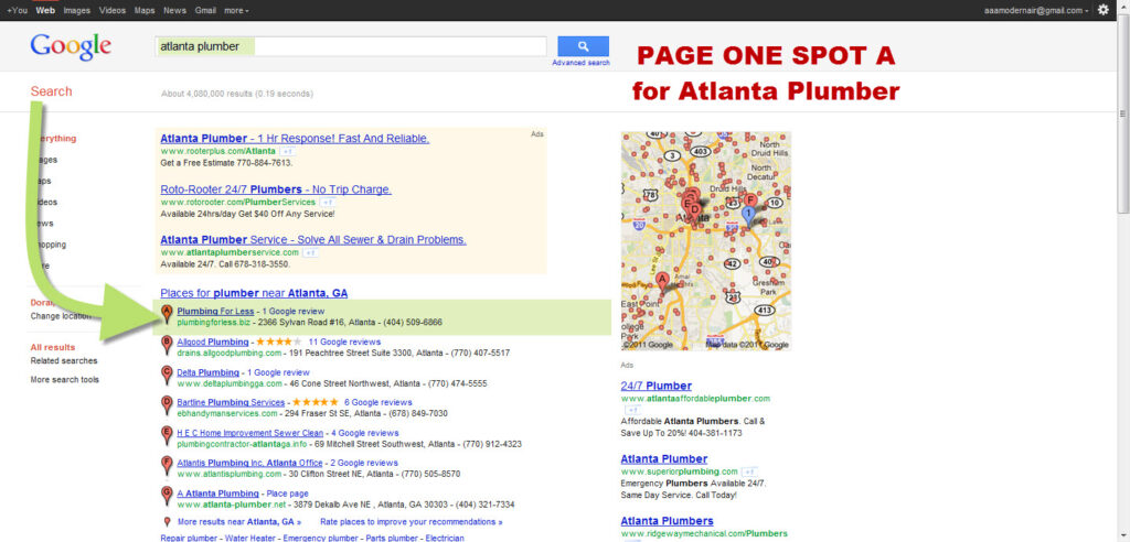 Plumber SEO - SEO Case Study - Atlanta Plumber - Page One Spot A