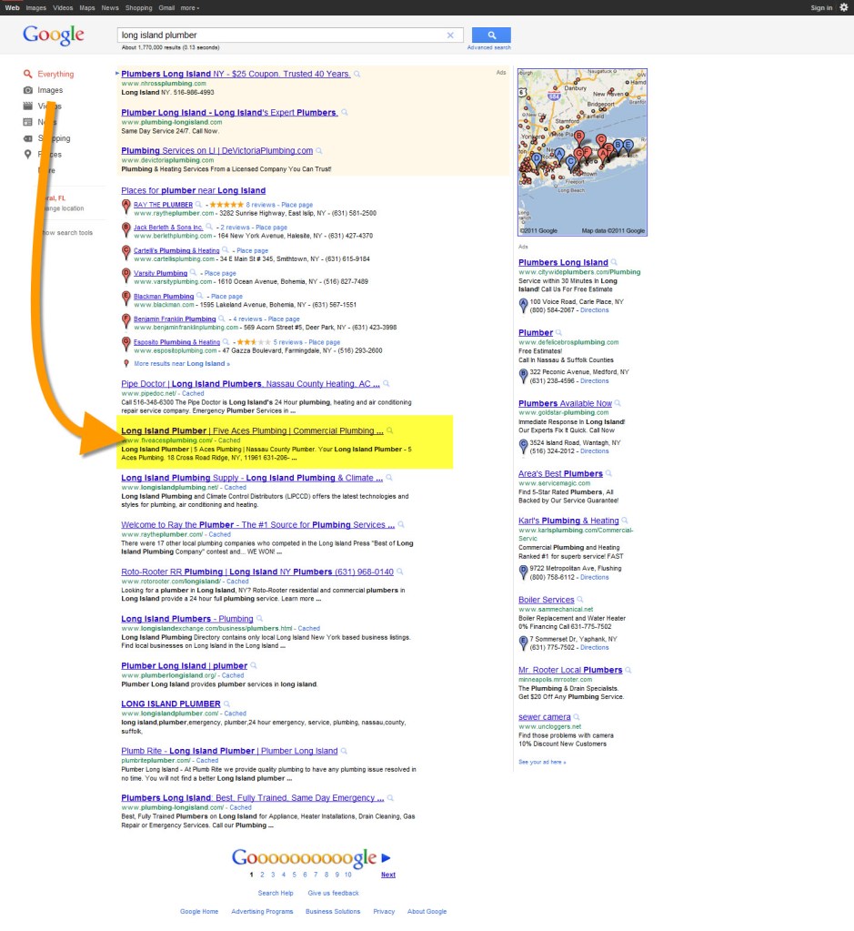 SEO Case Study - Long Island Plumber - Page One