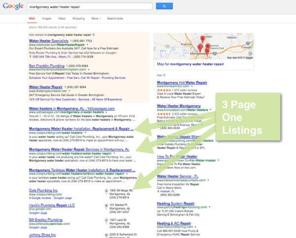 SEO Case Study - Cole Plumbing - Motgomery Water Heater Repair